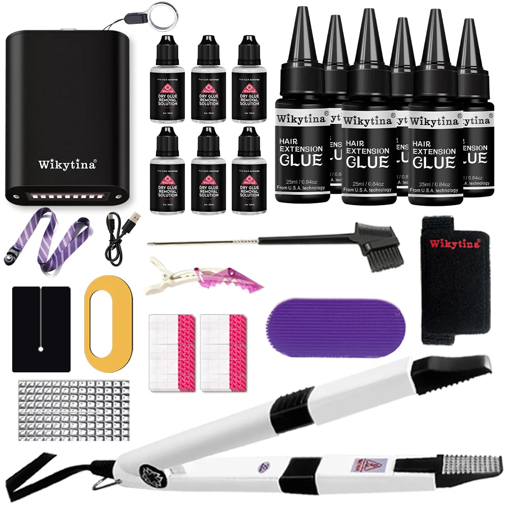 Advanced V-Light Hair Extension Tools Kit with UV Glue & Extension Machine – For Professional Salon and Home Use