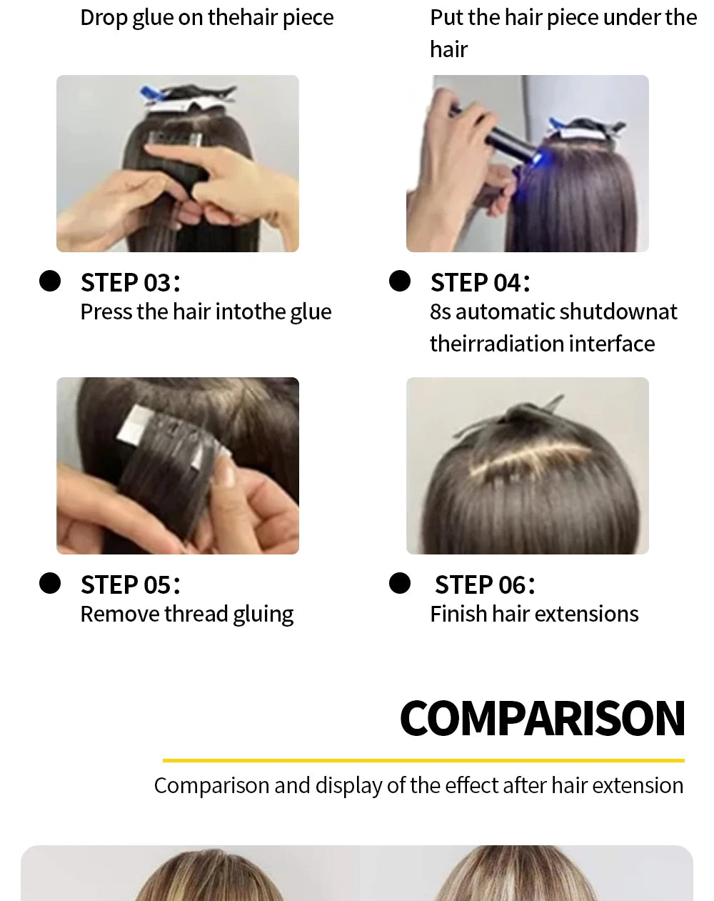 UV Light Hair Extension Kit – Professional Portable Set with UV Glue & Tools for Salon or Home Beauty Use
