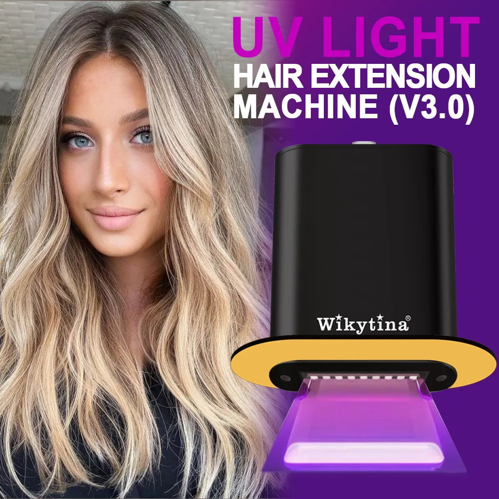 Advanced V-Light Hair Extensions Kit – Tape-In Extensions with UV Machine & Glue for Seamless, Professional Salon Use