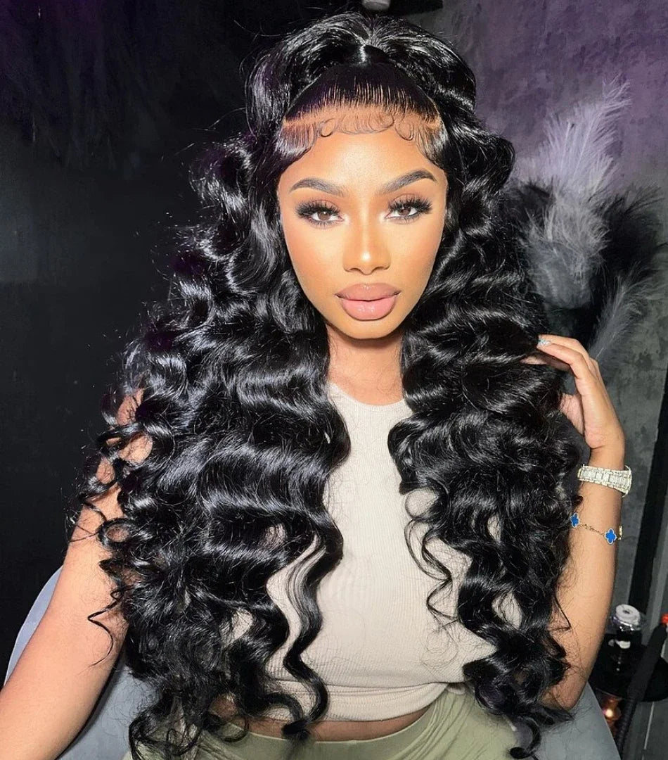 30–40" Loose Deep Wave Wig – 13x6/13x4 HD Lace Frontal, 360 Full Lace Pre-Plucked Brazilian Human Hair