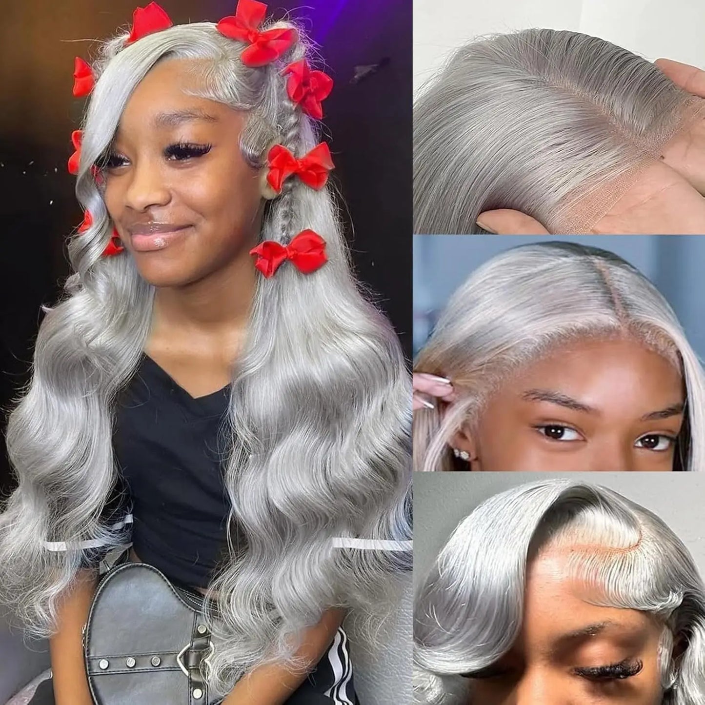Silver Grey Body Wave Cosplay Wig – 13x4/13x6 HD Lace Front, 613 Colored Brazilian Human Hair