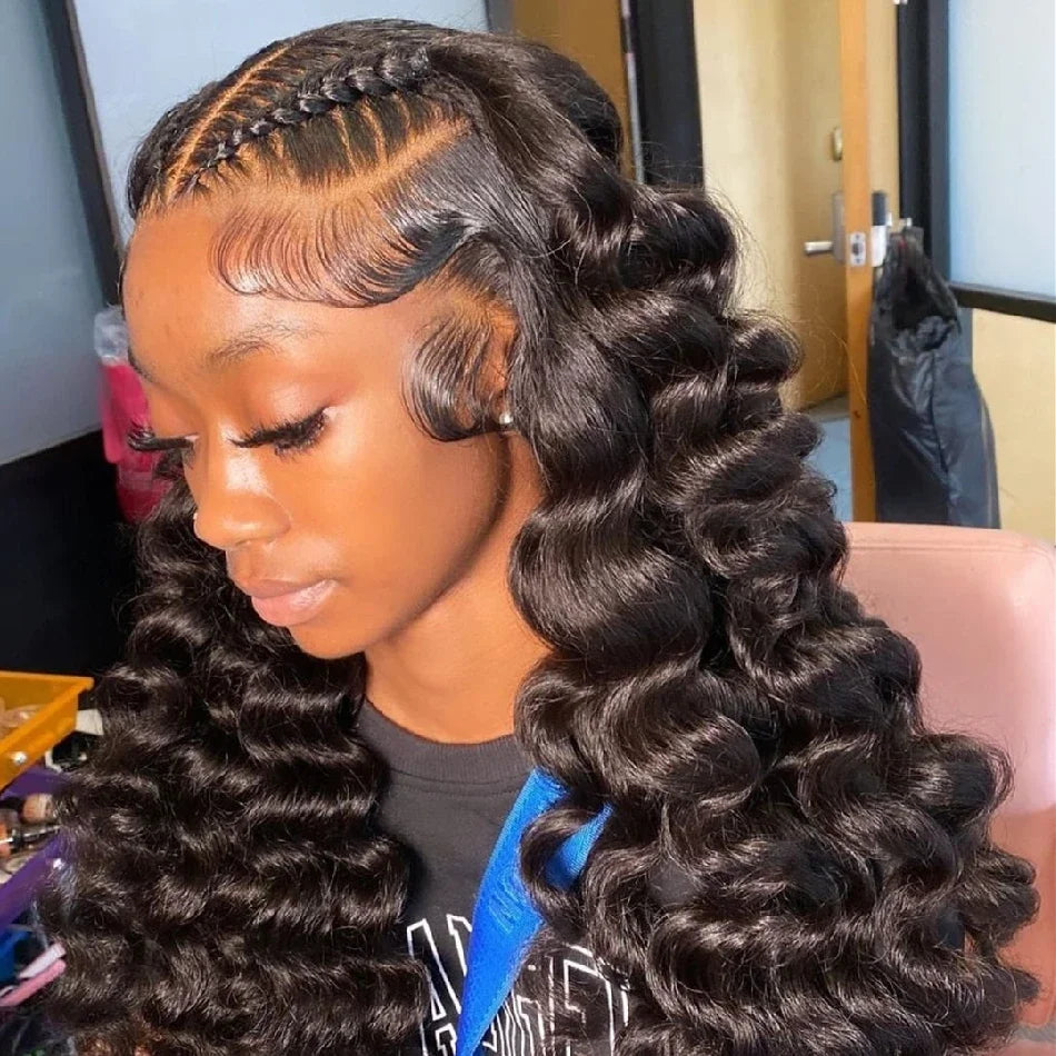 30–40" Loose Deep Wave Wig – 13x6/13x4 HD Lace Frontal, 360 Full Lace Pre-Plucked Brazilian Human Hair