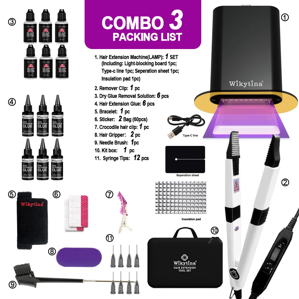 Wikytina V-Light UV Hair Extension Kit – Tools Set with UV Glue & Remover Machine, Premium Salon Styling Upgrade