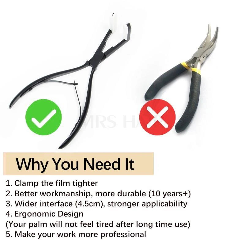 Professional 4.5cm Tape-In Hair Extension Pliers – Stainless Steel, Ergonomic & Durable