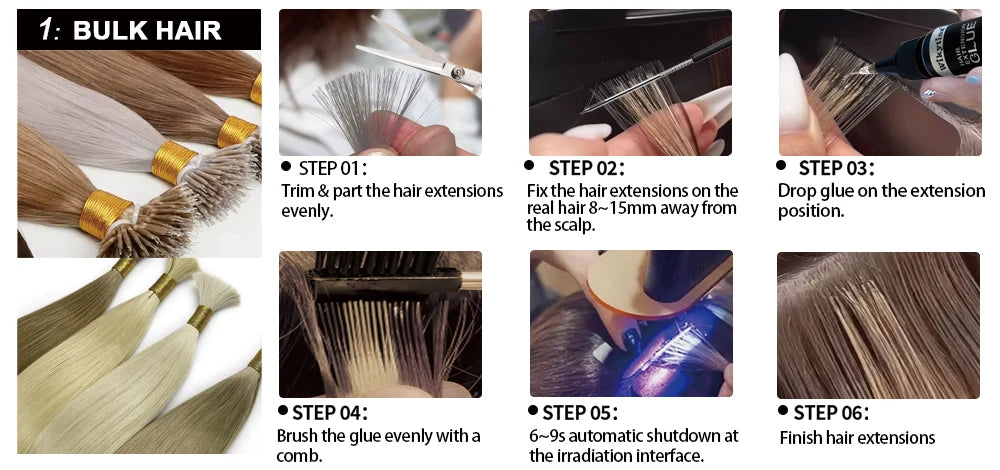 Wikytina 2025 UV V-Light Hair Extension Set – Tools Kit with UV Glue, Remover & Machine for Long-Lasting Salon Styling