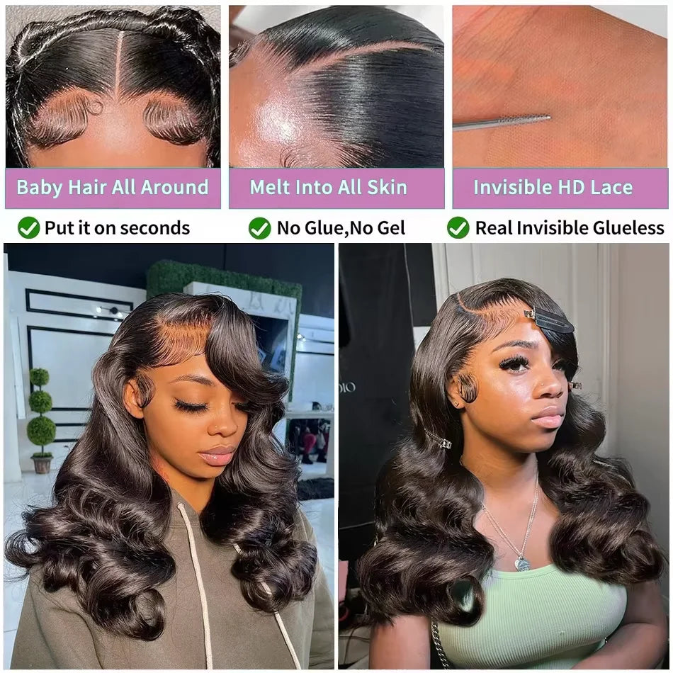 250% Body Wave HD Lace Frontal Short Bob Wig – Glueless Wavy Human Hair, 13x4 Transparent Lace Front