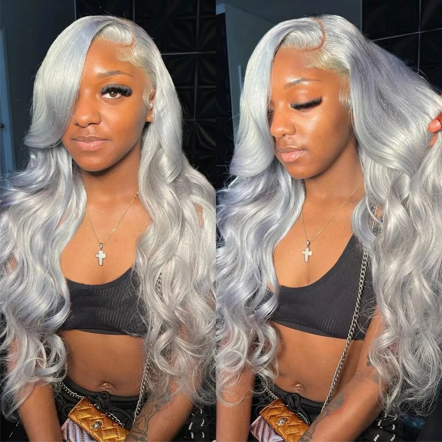 Silver Grey Body Wave Cosplay Wig – 13x4/13x6 HD Lace Front, 613 Colored Brazilian Human Hair
