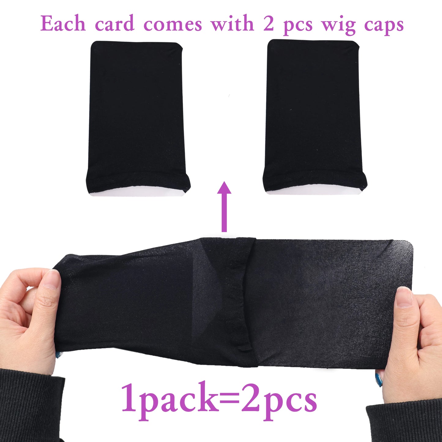 24 Pieces (12 Packs) Wig Caps – Fashion stretchable hair nets, 2 pieces per pack.