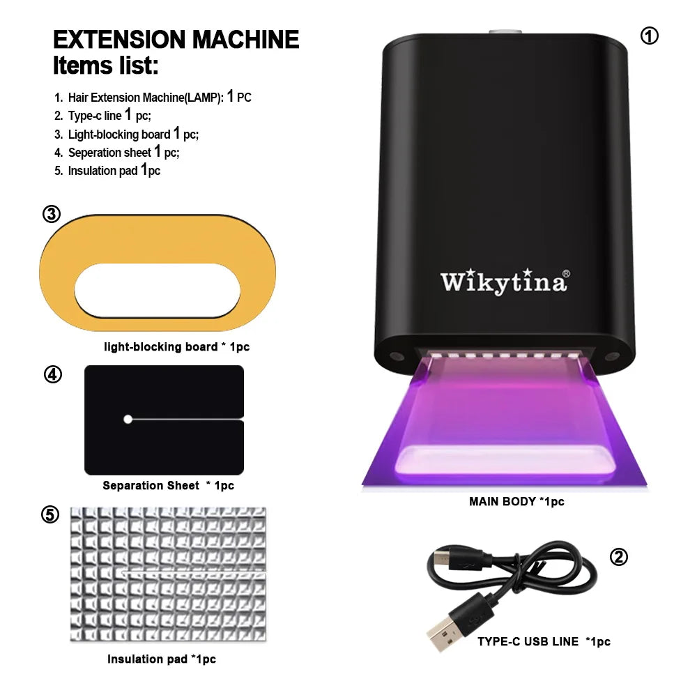 UV Hair Extension Glue Kit – V Light Technology Tools Set for Fast Salon Hair Grafting & Wig Connection