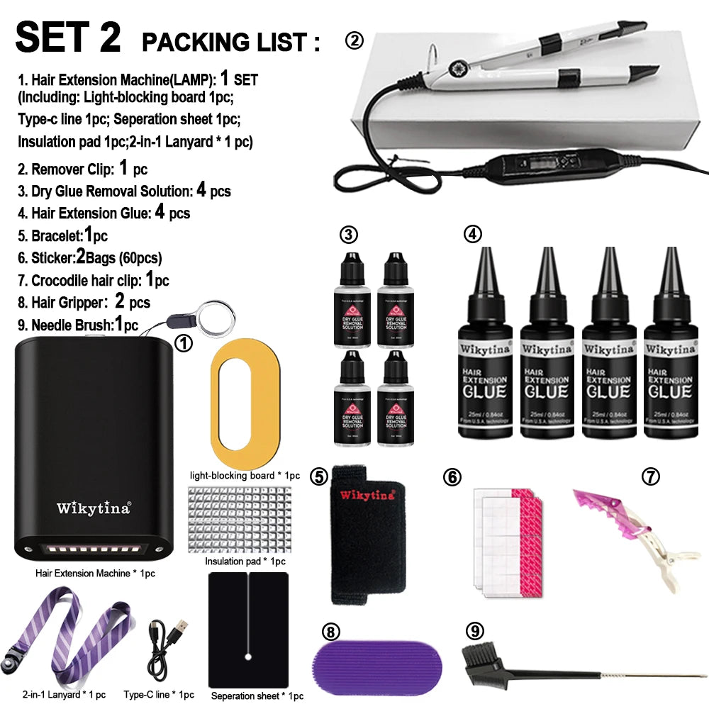 Advanced V-Light Hair Extension Tools Kit with UV Glue & Extension Machine – For Professional Salon and Home Use