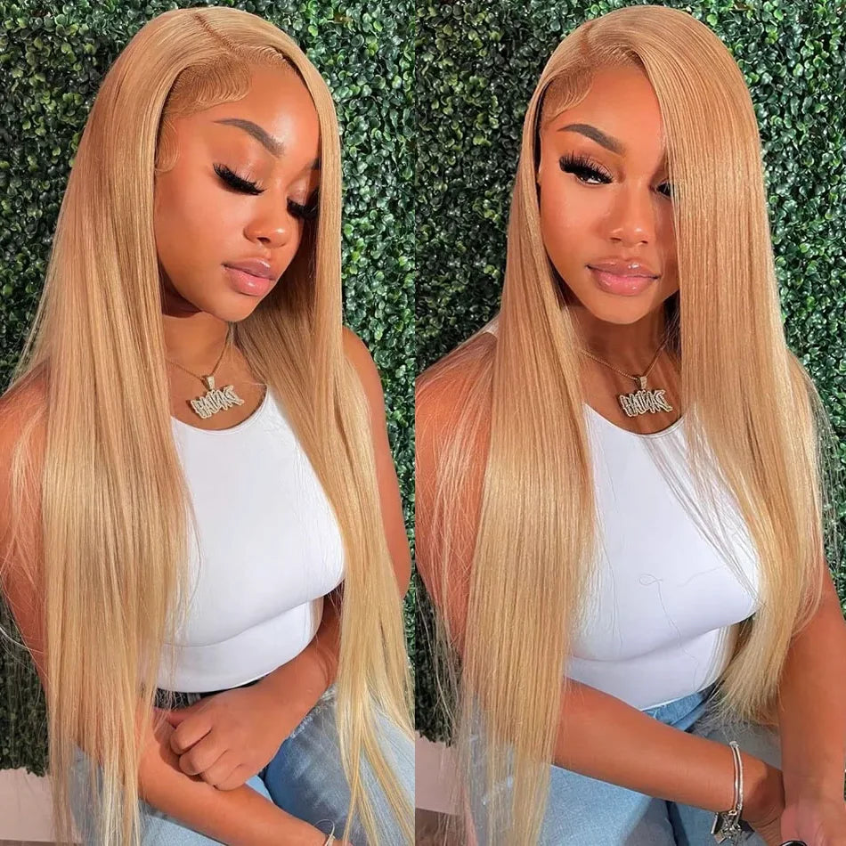 Neddie Honey Blonde #27 HD Transparent Lace Front Wig – 13x6/13x4 Straight Brazilian Human Hair, Pre-Plucked