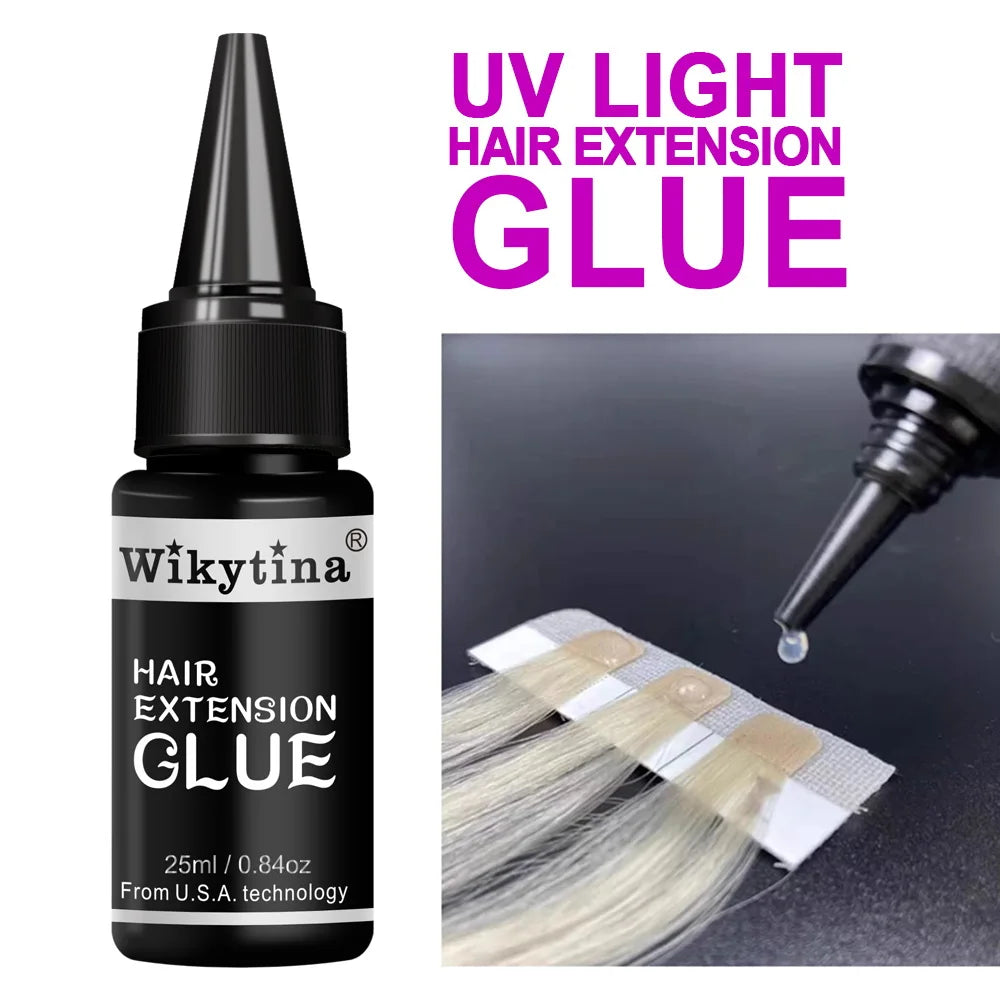 Advanced V-Light Hair Extensions Kit – Tape-In Extensions with UV Machine & Glue for Seamless, Professional Salon Use