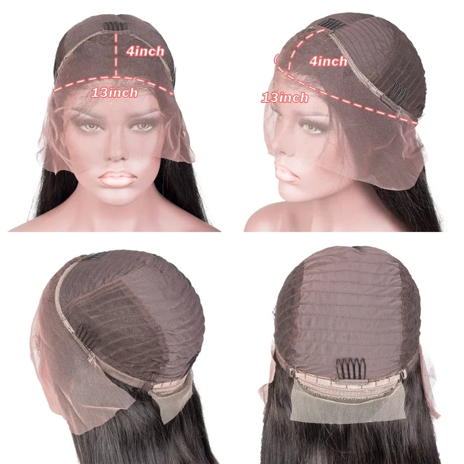Navy Blue Body Wave Wig – 13x4 Transparent Lace Front, Brazilian Colored, Pre-Plucked Human Hair