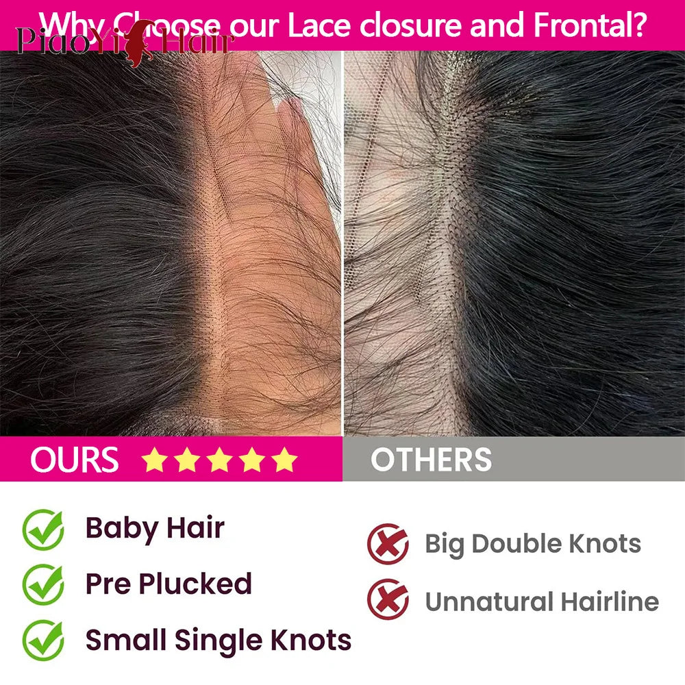 Straight Brazilian Human Hair – 13x6/13x4 HD Lace Frontal & 4x4/5x5/6x6 Transparent HD Lace Closure