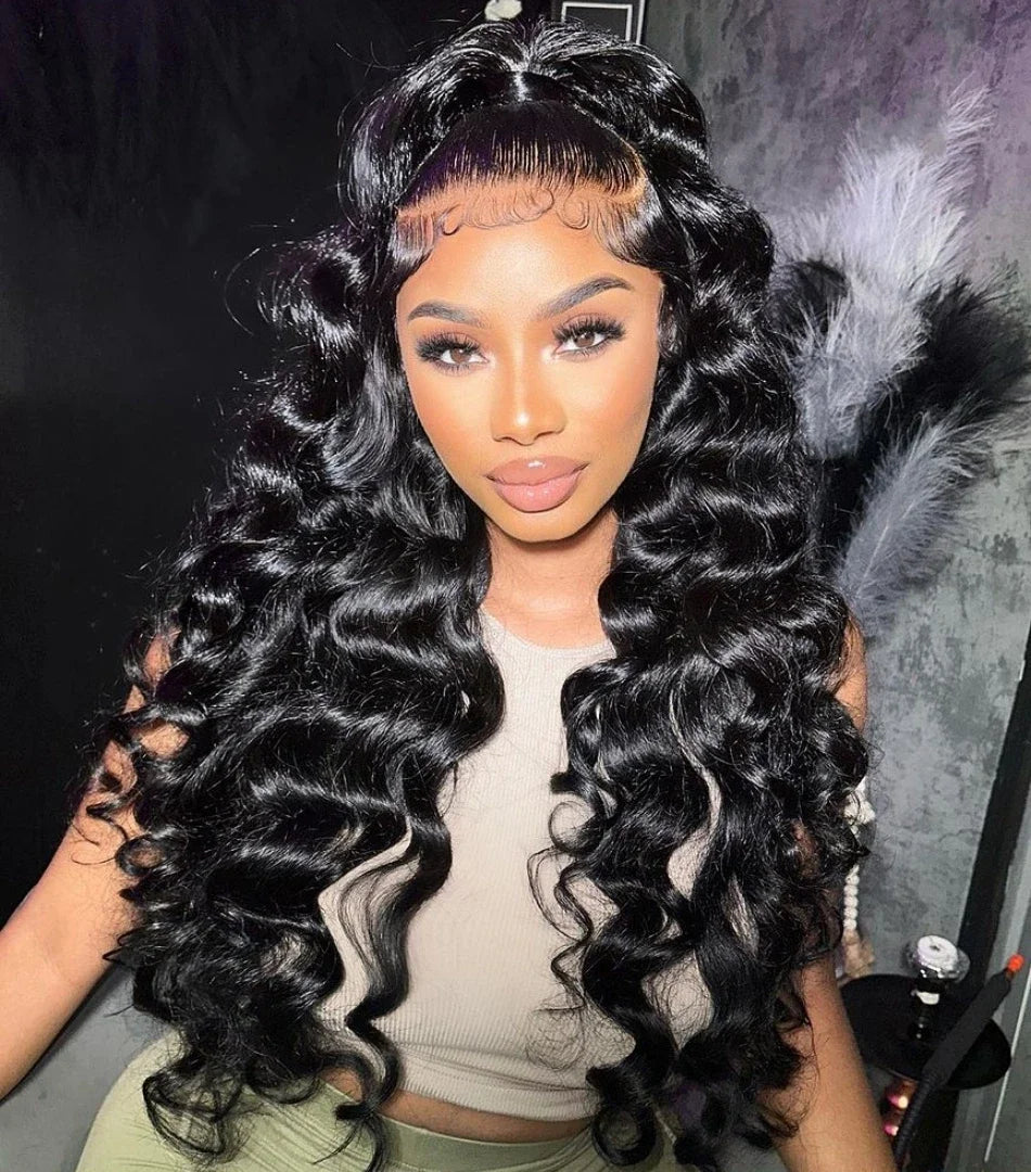 30–40" Loose Deep Wave Wig – 13x6/13x4 HD Lace Frontal, 360 Full Lace Pre-Plucked Brazilian Human Hair
