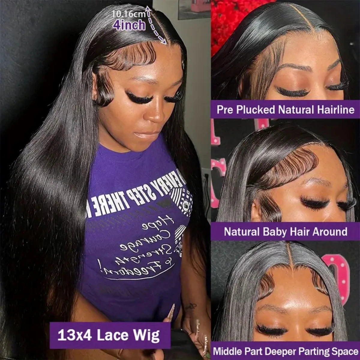 40" Bone Straight Lace Front Wig – 13x4 HD Lace Frontal, Full Lace Human Hair