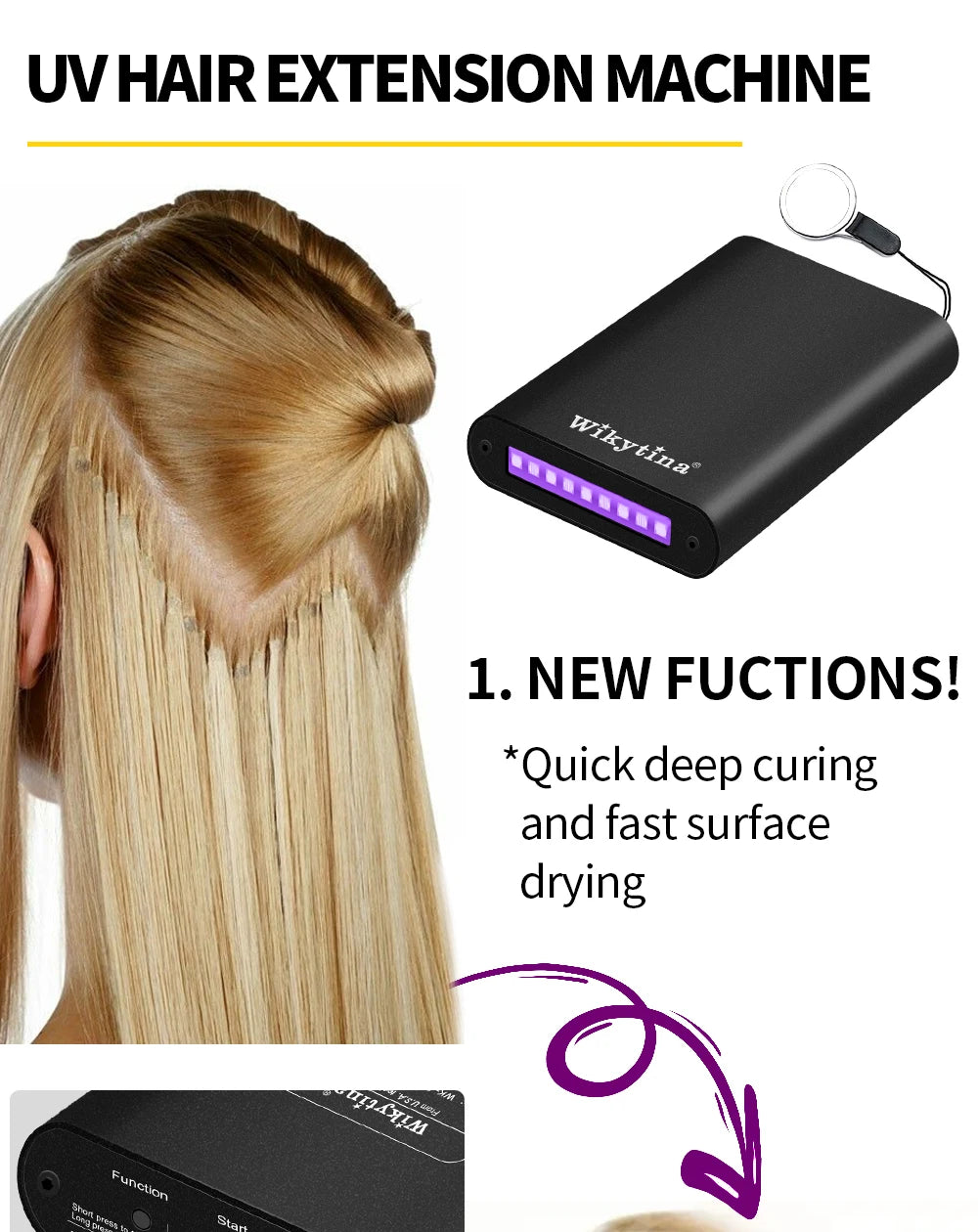 UV Light Hair Extension Kit – Professional Portable Set with UV Glue & Tools for Salon or Home Beauty Use