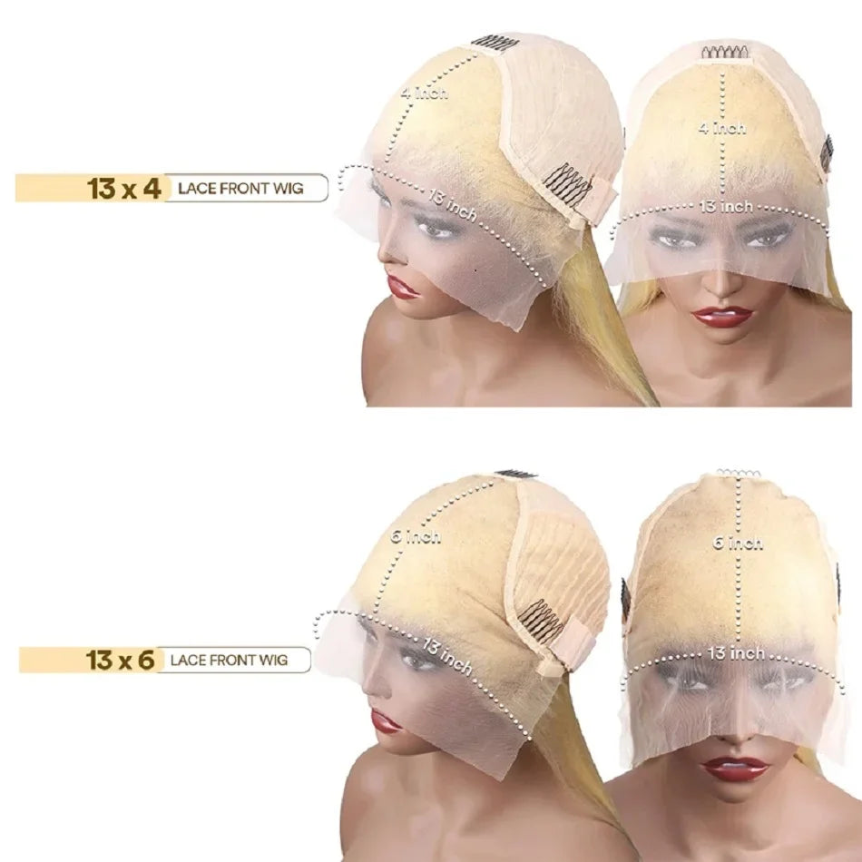 30–36" 200% Density 613 Honey Blonde Straight Wig – 13x6 Transparent HD Lace Frontal, 13x4 Lace Front Human Hair