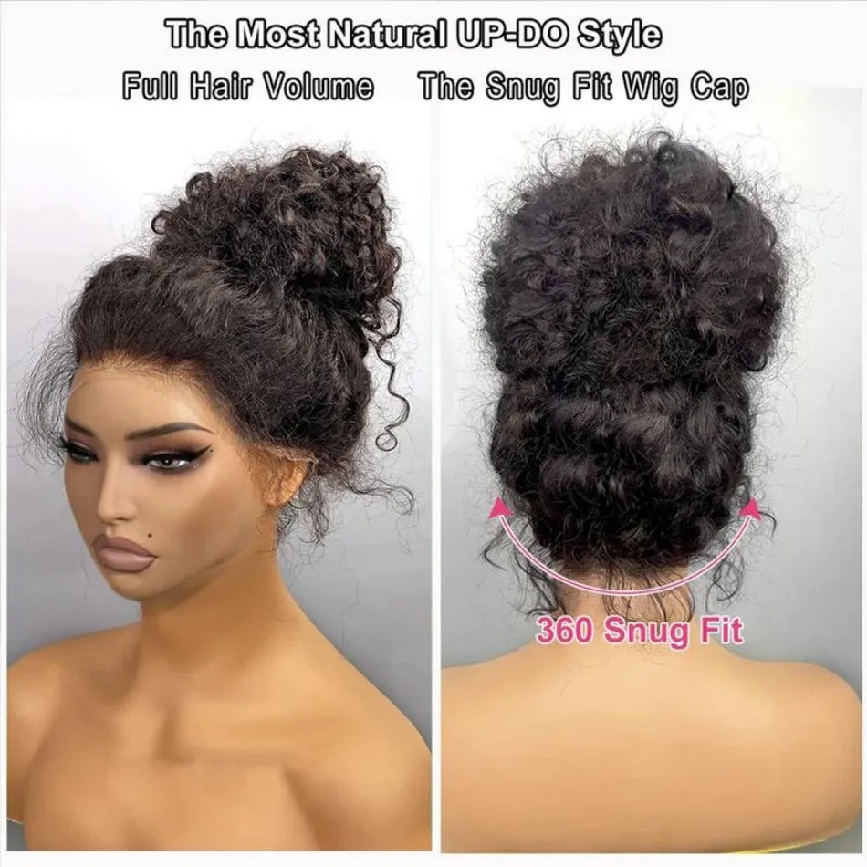 30–40" 360 Full Lace Deep Wave Wig – Pre-Plucked, Natural Hairline HD Lace, Curly Human Hair