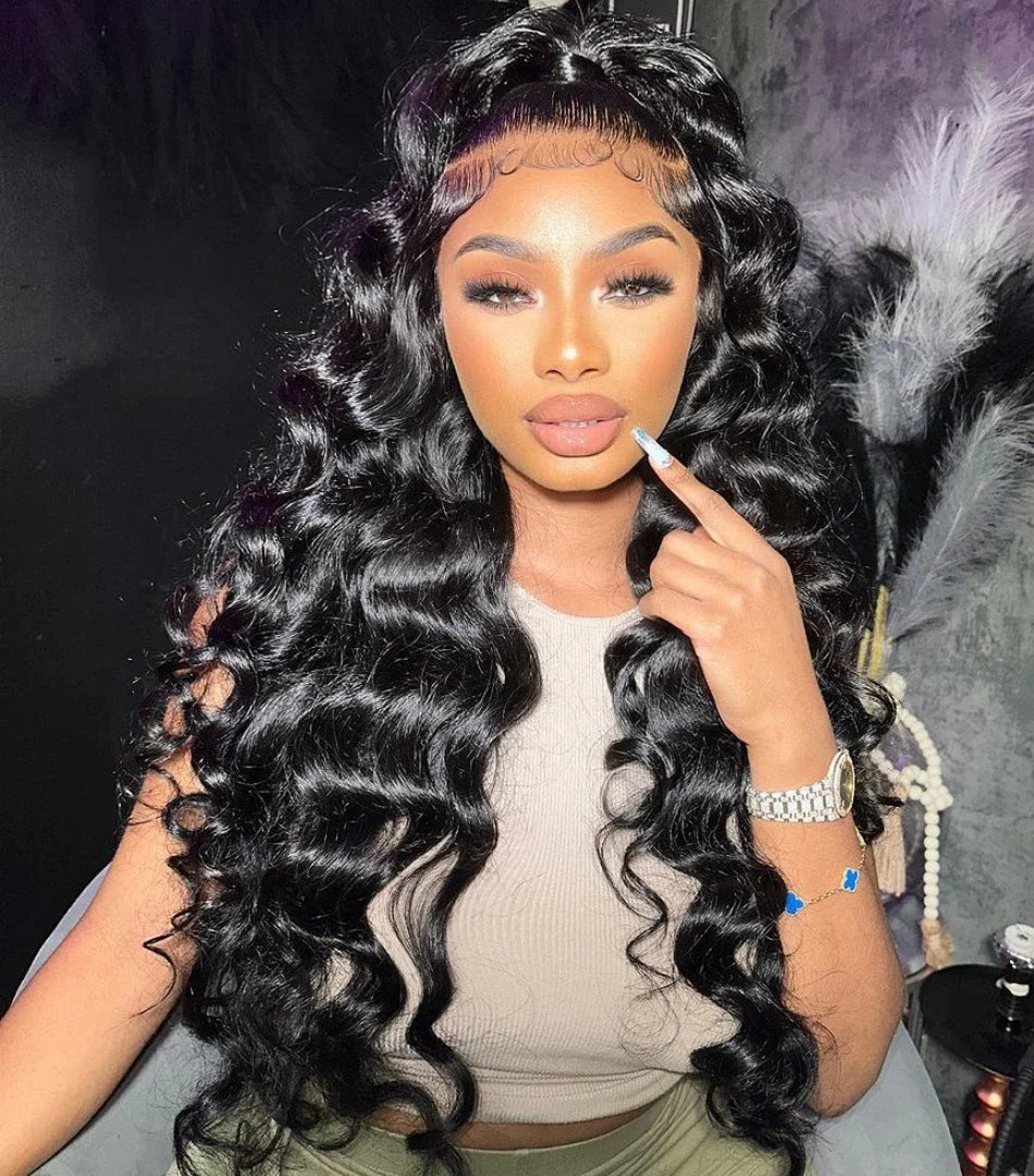 30–40" Loose Deep Wave Wig – 13x6/13x4 HD Lace Frontal, 360 Full Lace Pre-Plucked Brazilian Human Hair
