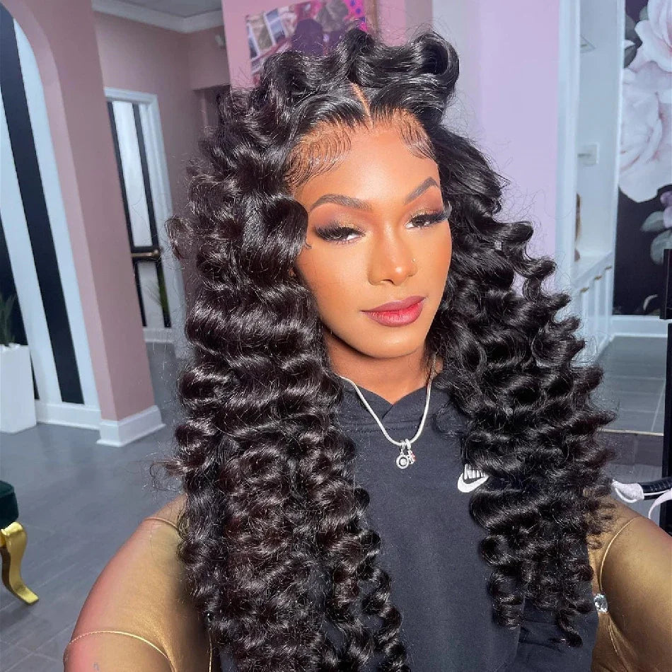 30–40" Loose Deep Wave Wig – 13x6/13x4 HD Lace Frontal, 360 Full Lace Pre-Plucked Brazilian Human Hair