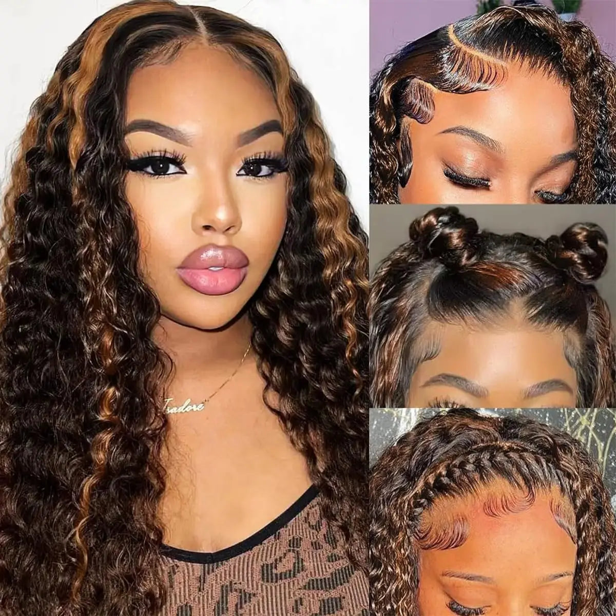 Varlea 200% Density 1B/30 Deep Wave Wig – 13x6 HD Lace Frontal, Water Wave & 13x4 Highlight Human Hair