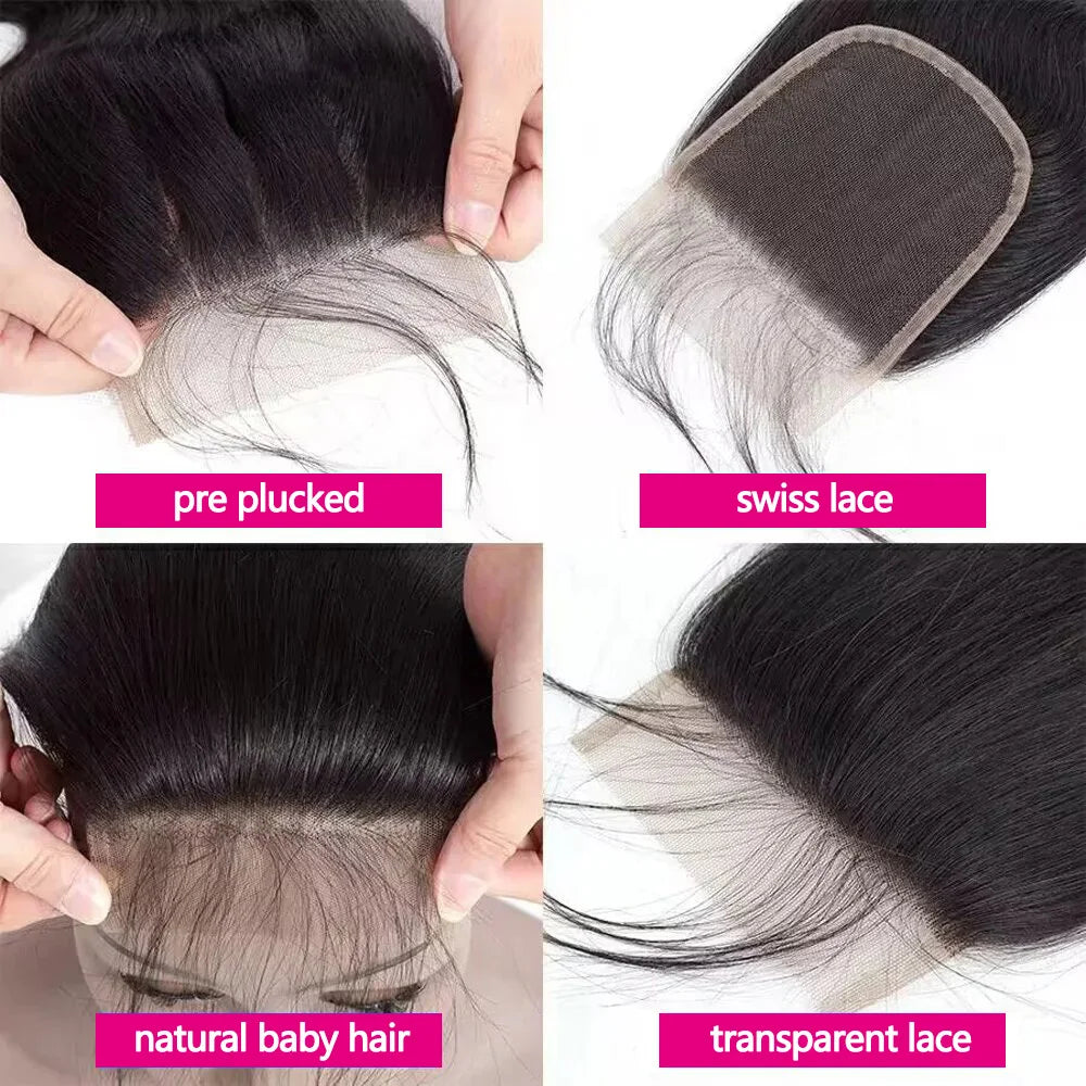 Straight Brazilian Human Hair – 13x6/13x4 HD Lace Frontal & 4x4/5x5/6x6 Transparent HD Lace Closure