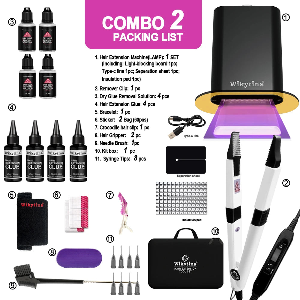 Wikytina V-Light UV Hair Extension Kit – Tools Set with UV Glue & Remover Machine, Premium Salon Styling Upgrade