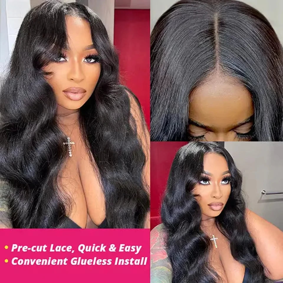 Glueless Body Wave Lace Closure Wig – 4x4/5x5 HD Transparent, Pre-Cut & Pre-Plucked Brazilian Human Hair