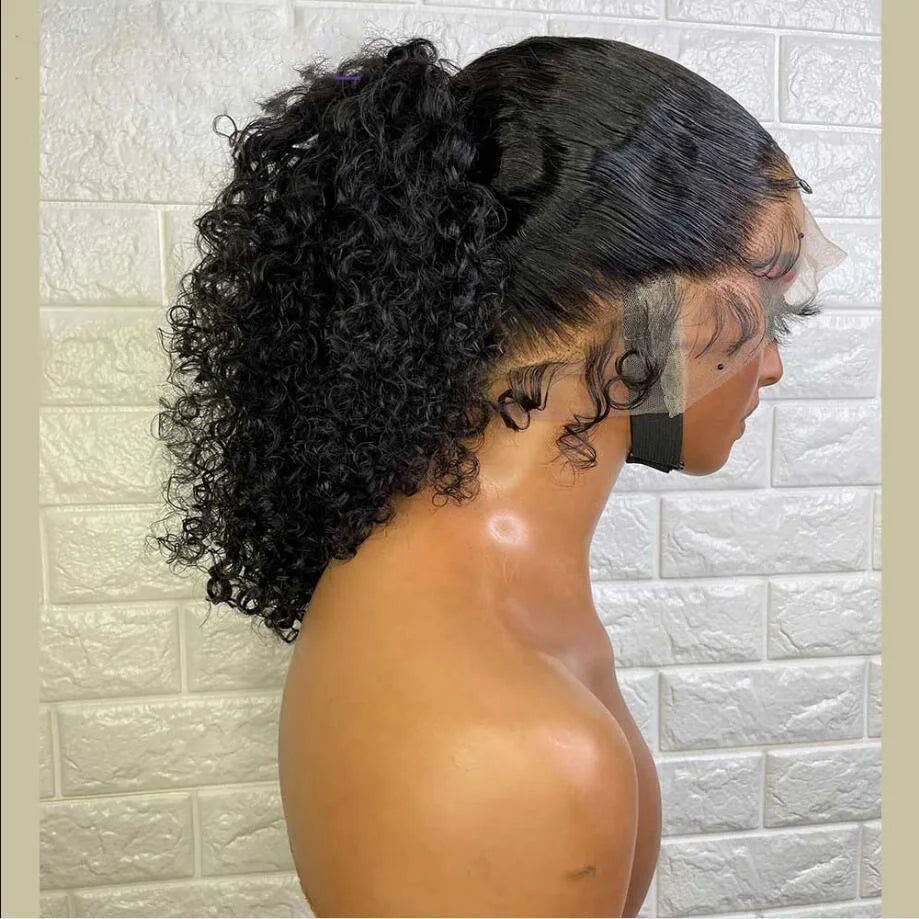 26" 180% Density Soft Black Kinky Curly Lace Front Wig – Pre-Plucked, Natural Hairline with Baby Hair, Glueless