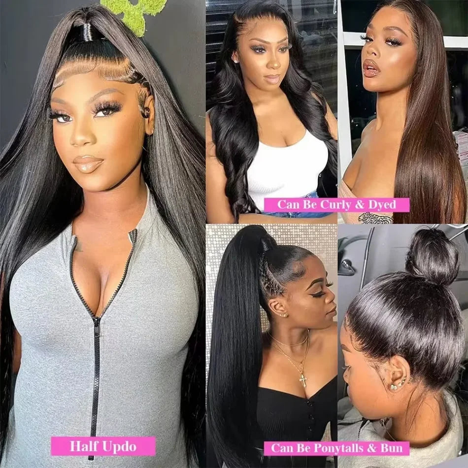 30–40" Straight 360 Full Lace Wig – 250% Density HD Lace Front, 13x4 Brazilian Human
