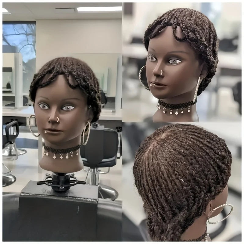 Kinky Curly Human Hair Mannequin Head – Afro Cosmetology Training Doll for Hairdressing Practice