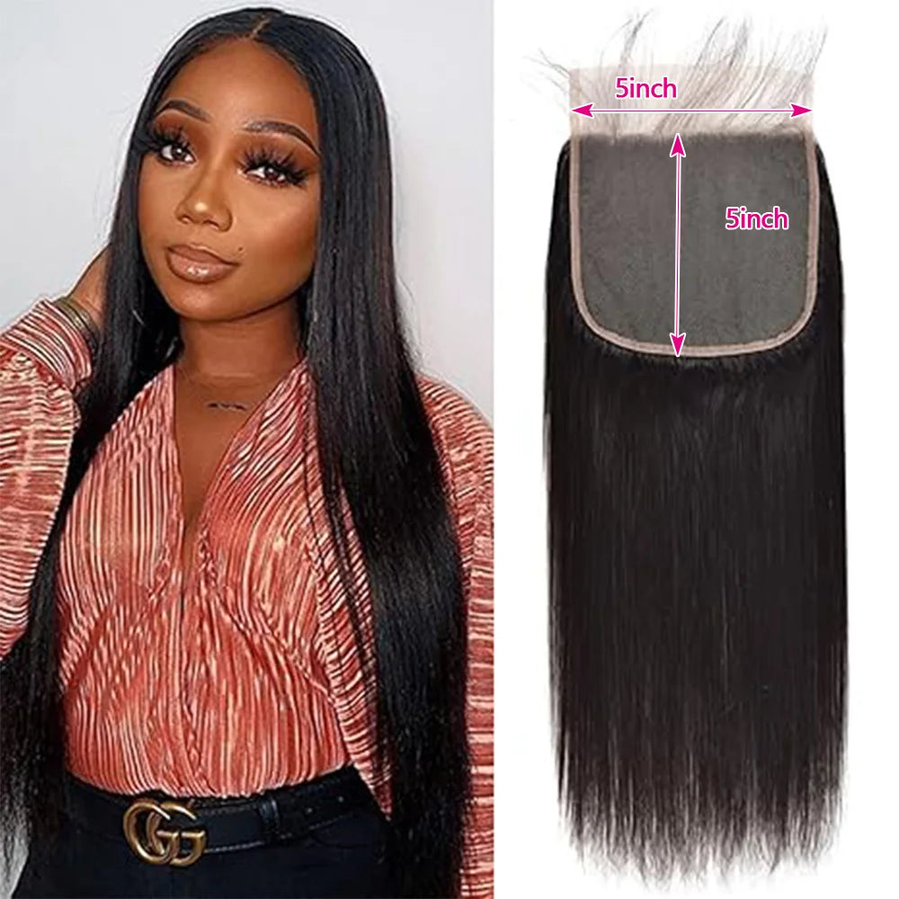 Straight Brazilian Human Hair – 13x6/13x4 HD Lace Frontal & 4x4/5x5/6x6 Transparent HD Lace Closure