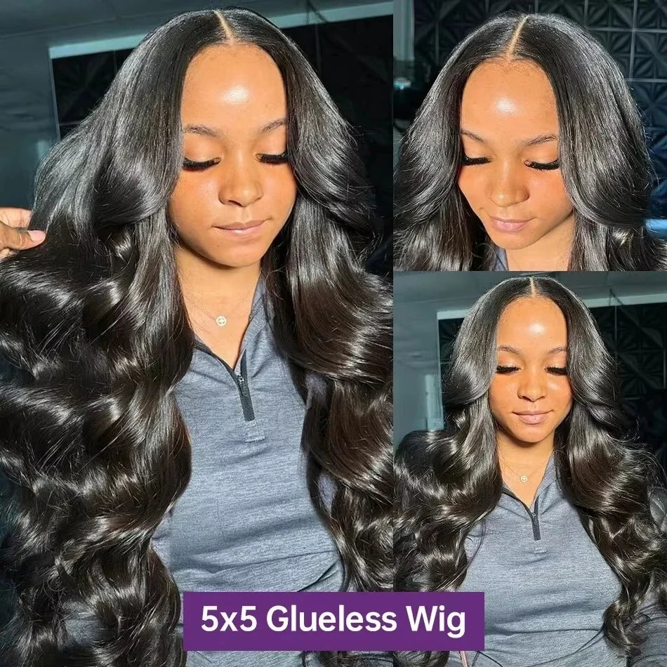 Glueless Body Wave Lace Closure Wig – 4x4/5x5 HD Transparent, Pre-Cut & Pre-Plucked Brazilian Human Hair