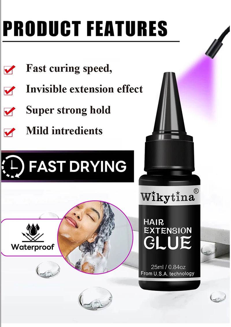 Advanced V-Light Hair Extensions Kit – Tape-In Extensions with UV Machine & Glue for Seamless, Professional Salon Use