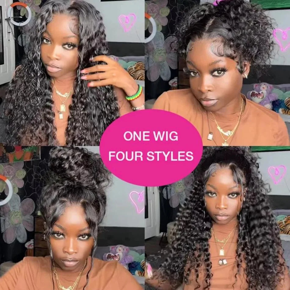 30–40" 360 Full Lace Deep Wave Wig – Pre-Plucked, Natural Hairline HD Lace, Curly Human Hair