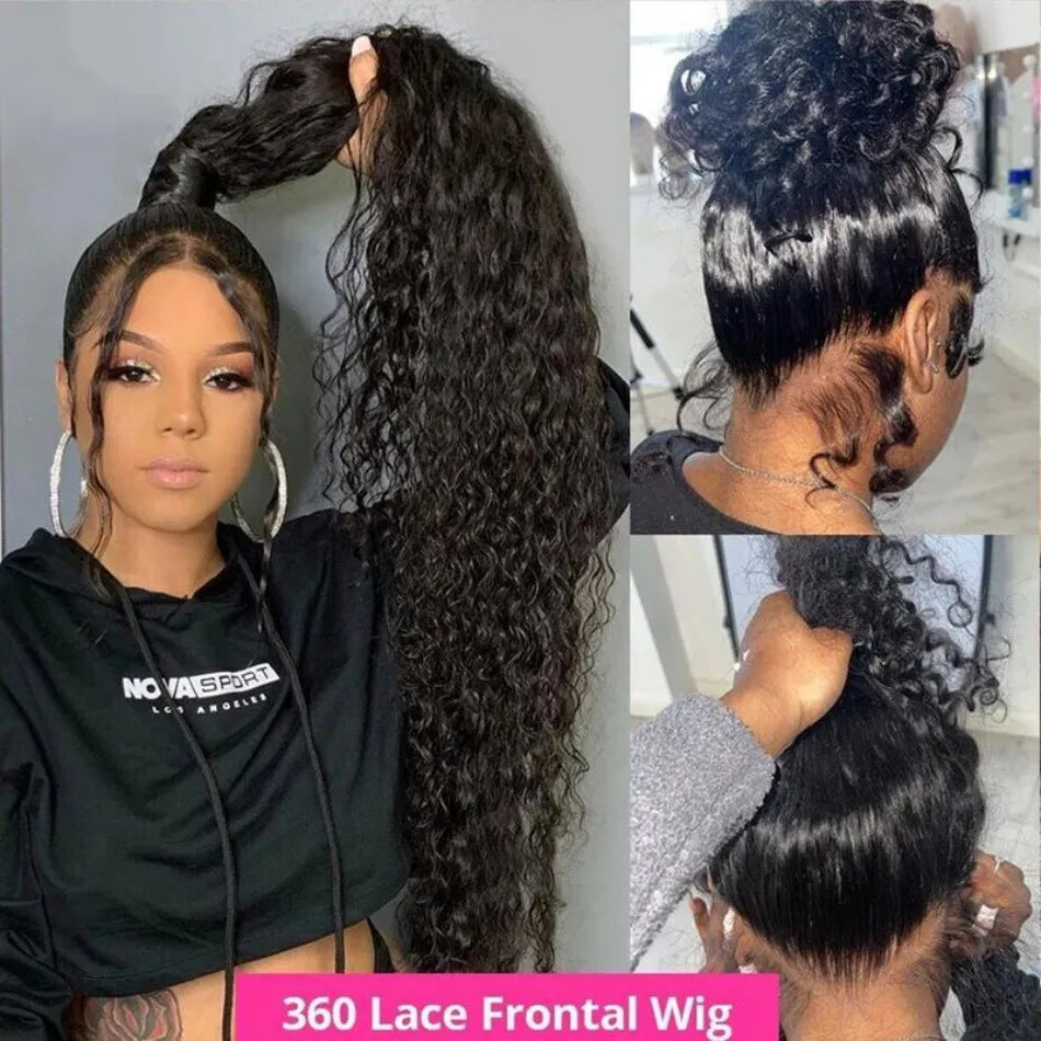 30–40" 360 Full Lace Deep Wave Wig – Pre-Plucked, Natural Hairline HD Lace, Curly Human Hair