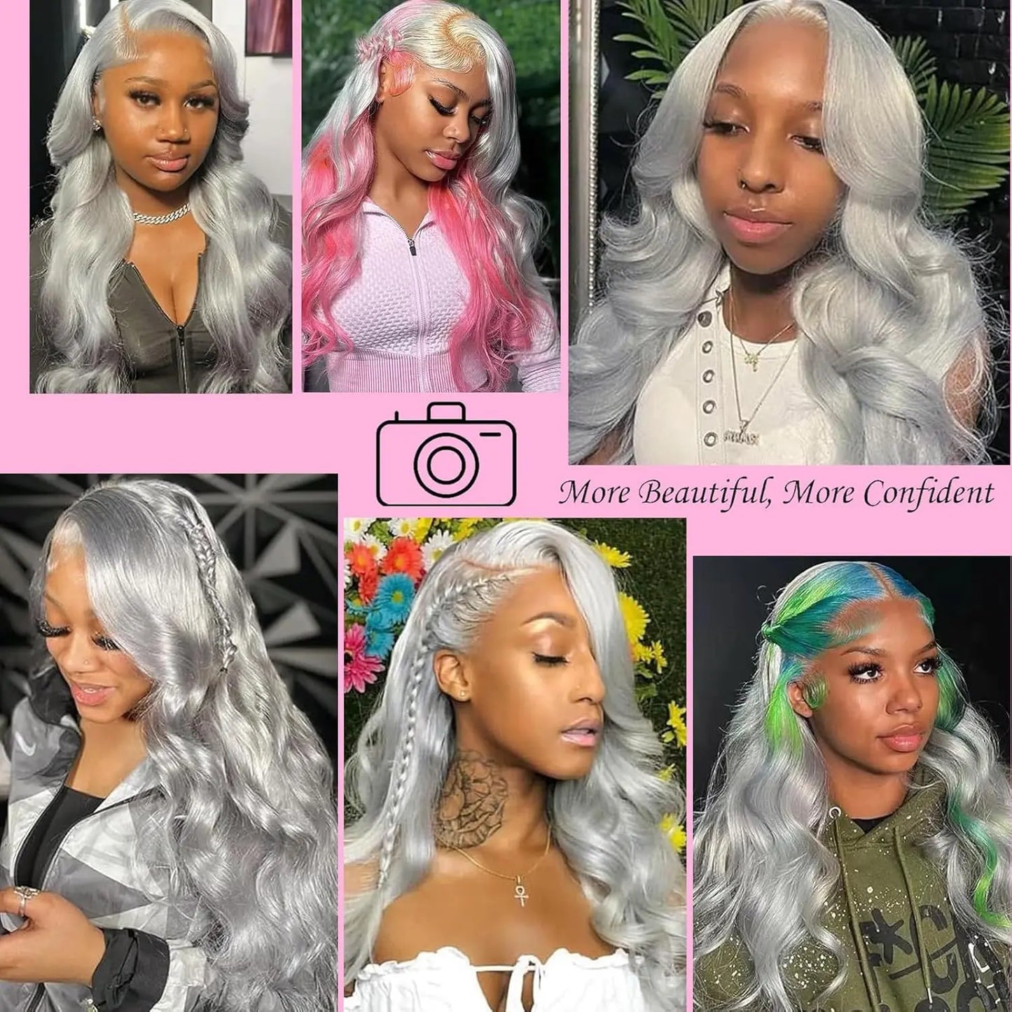 Silver Grey Body Wave Cosplay Wig – 13x4/13x6 HD Lace Front, 613 Colored Brazilian Human Hair