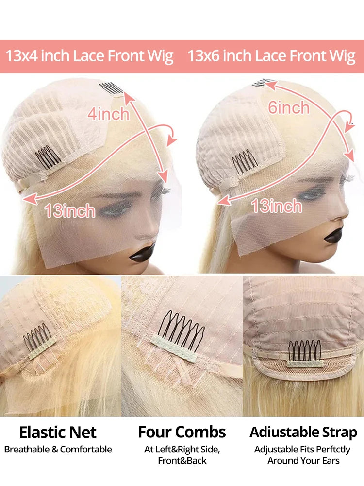 36–40" 613 Honey Blonde Body Wave Wig – 250% Density, 13x6/13x4 HD Lace Front Human Hair