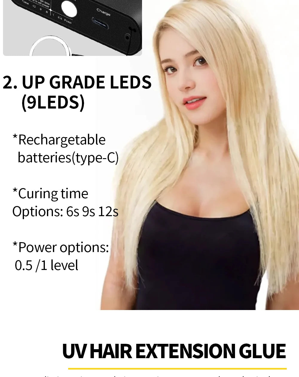 UV Light Hair Extension Kit – Professional Portable Set with UV Glue & Tools for Salon or Home Beauty Use