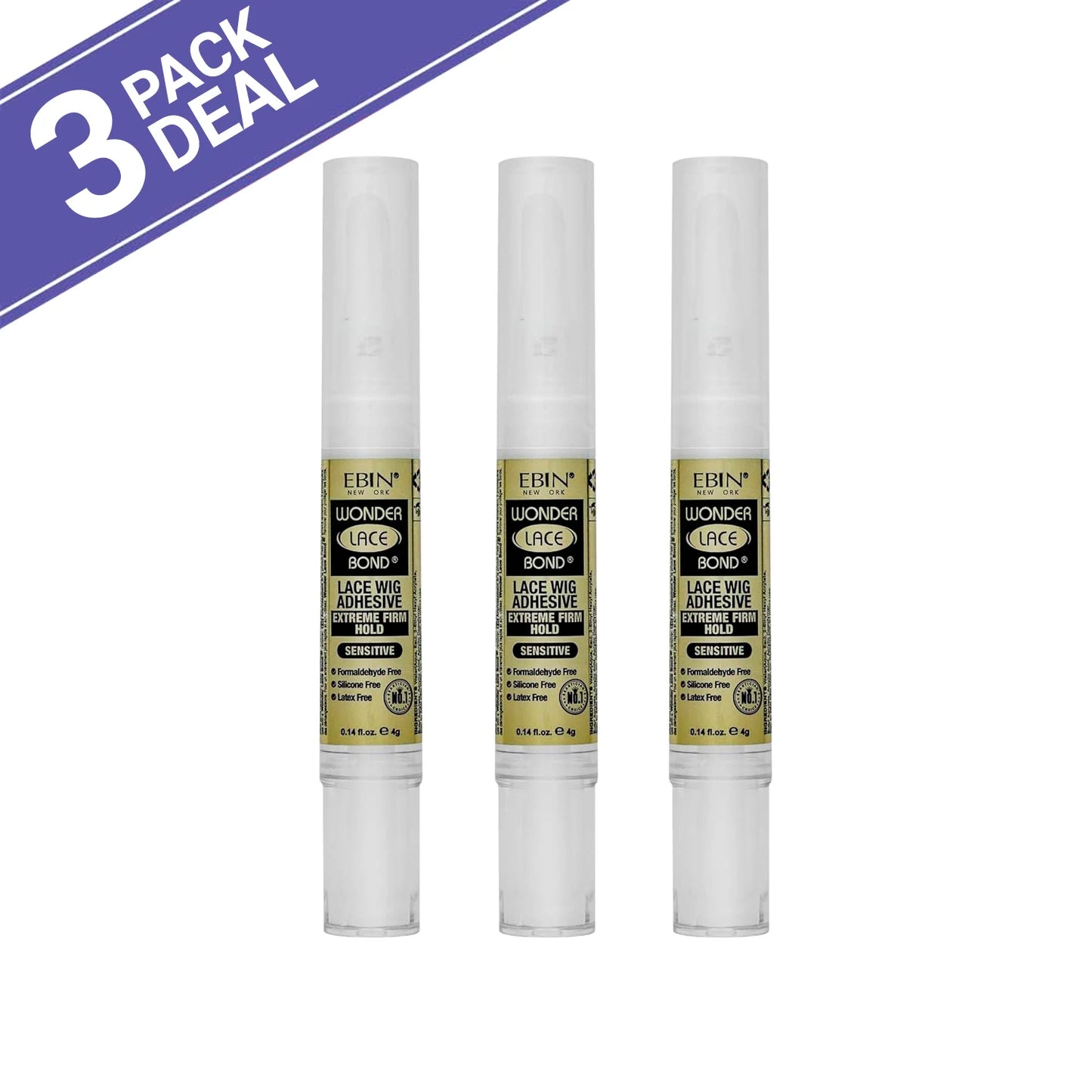 Ebin New York Wonder Lace Bond – Silicone Pen Wig Adhesive 0.14oz/4g, Easy Application for Travel & Touch-Ups