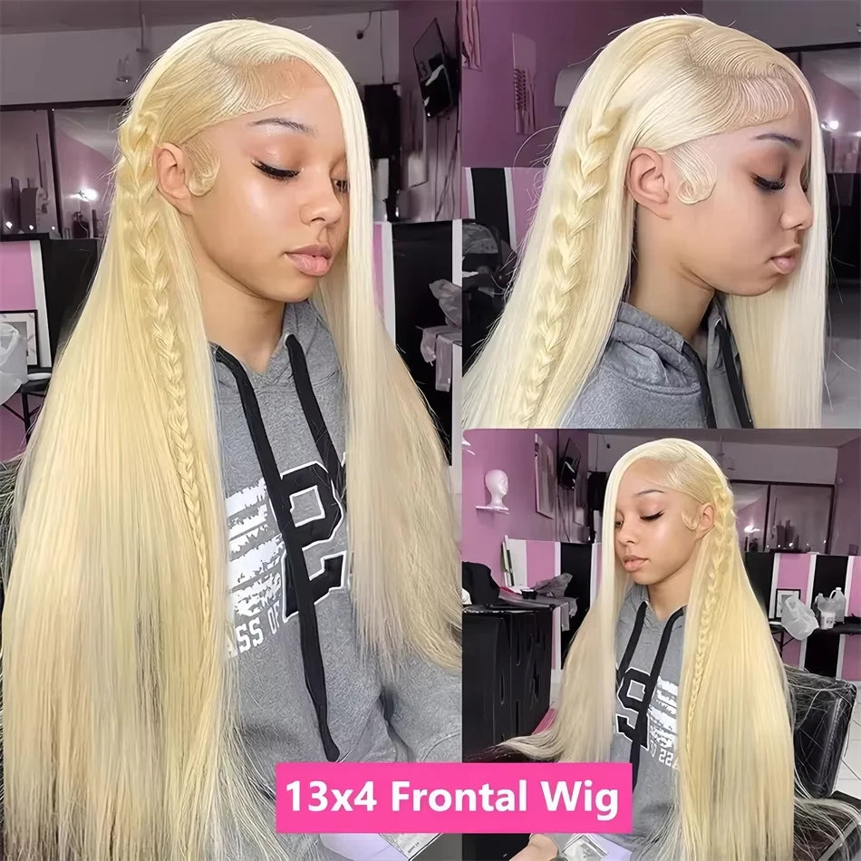 36" 613 HD Transparent Blonde Lace Frontal – Honey Brazilian Bone Straight Human Hair Wig