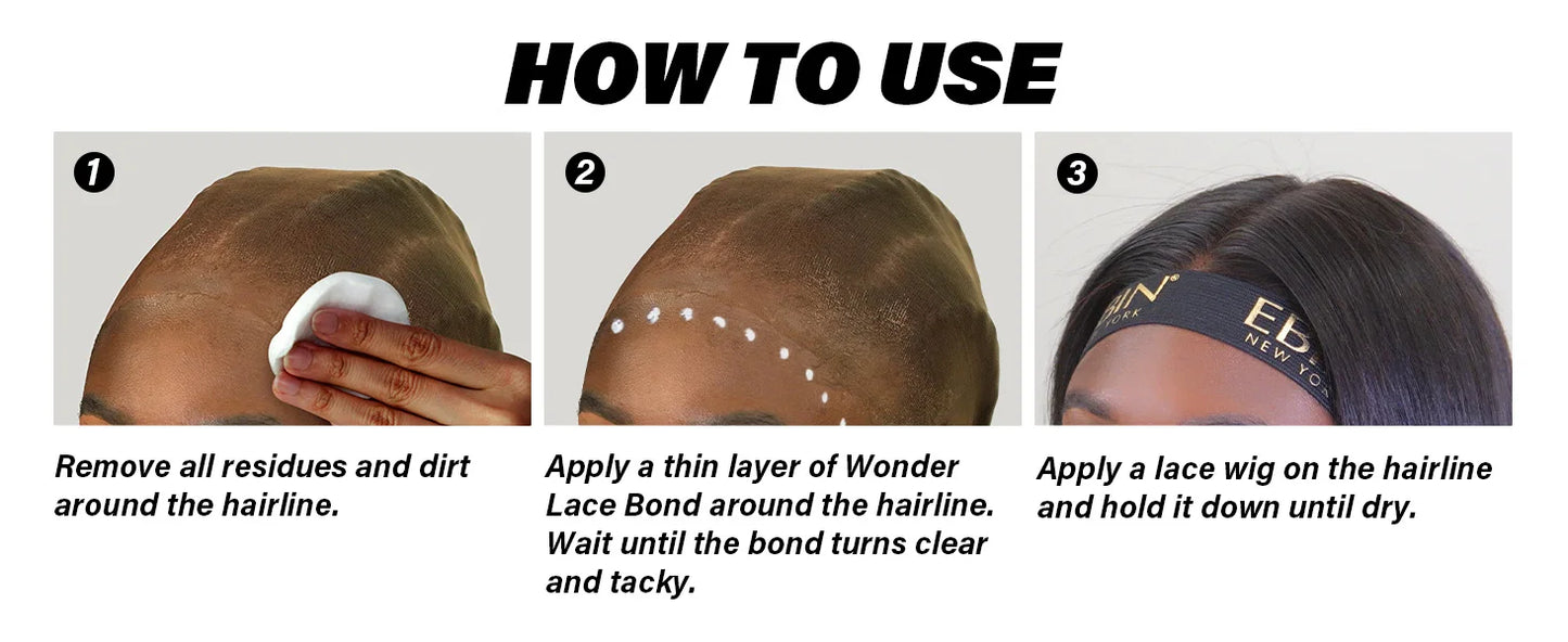 Ebin New York Wonder Lace Bond Holding Gel – 1.25oz Strong Hold, Quick-Dry for Lace Wigs & Daily Styling