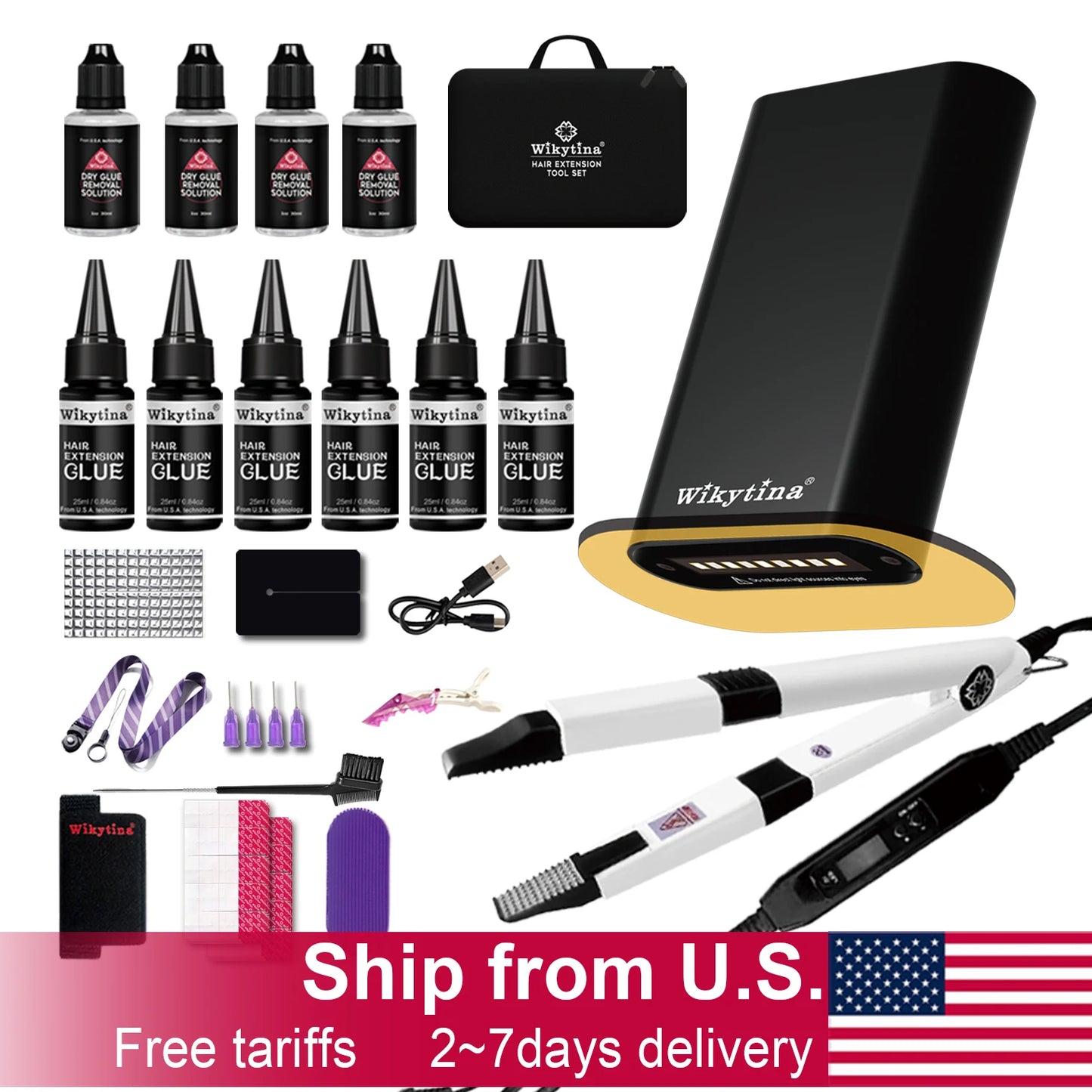 Wikytina V-Light UV Hair Extension Kit – Tools Set with UV Glue & Remover Machine, Premium Salon Styling Upgrade