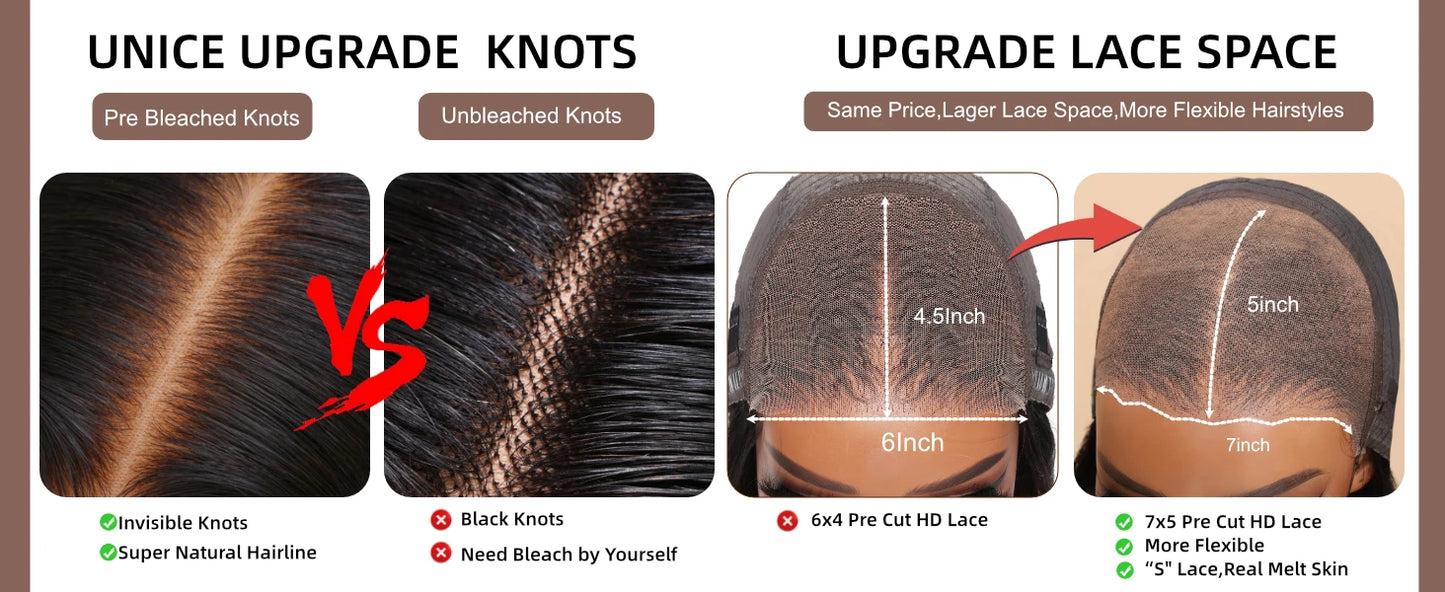Unice Yaki Straight Bob Wig – 7x5 Drawstring Cap, Pre-Cut, Pre-Bleached, Glueless Human Hair