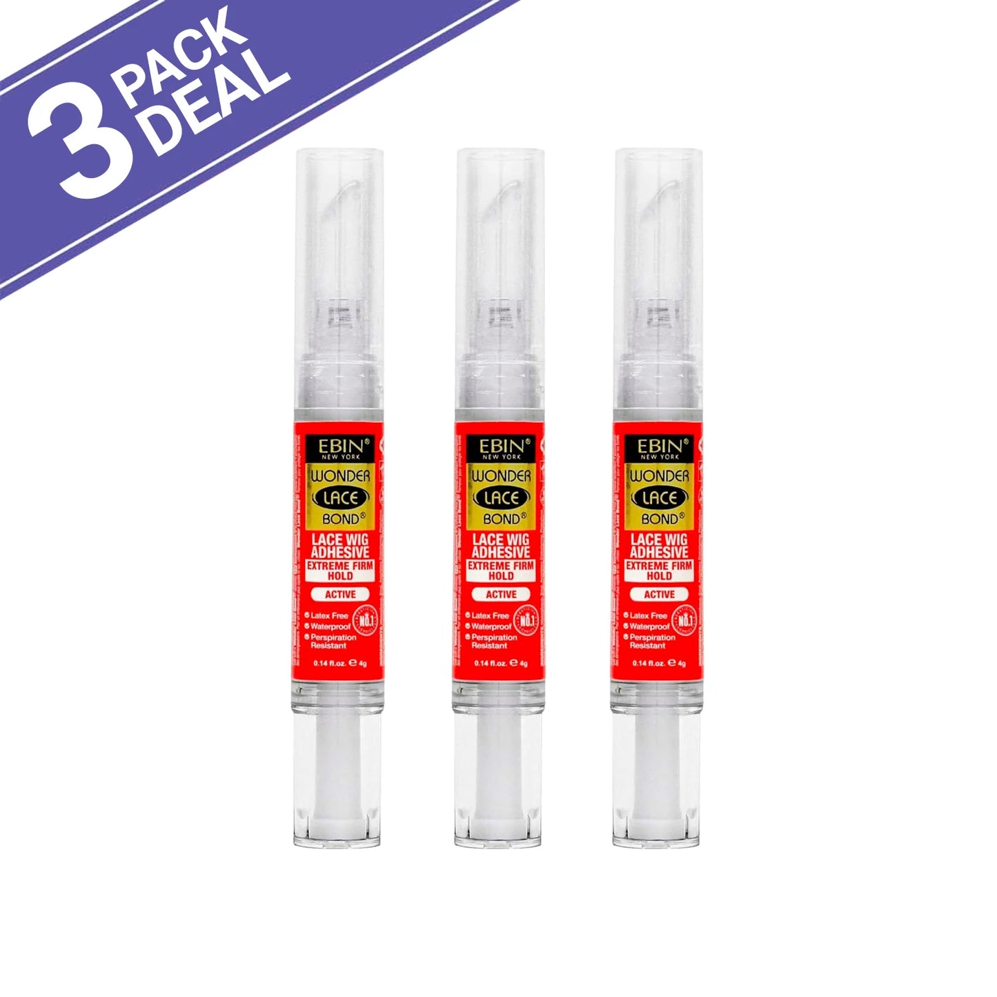 Ebin New York Wonder Lace Bond – Silicone Pen Wig Adhesive 0.14oz/4g, Easy Application for Travel & Touch-Ups