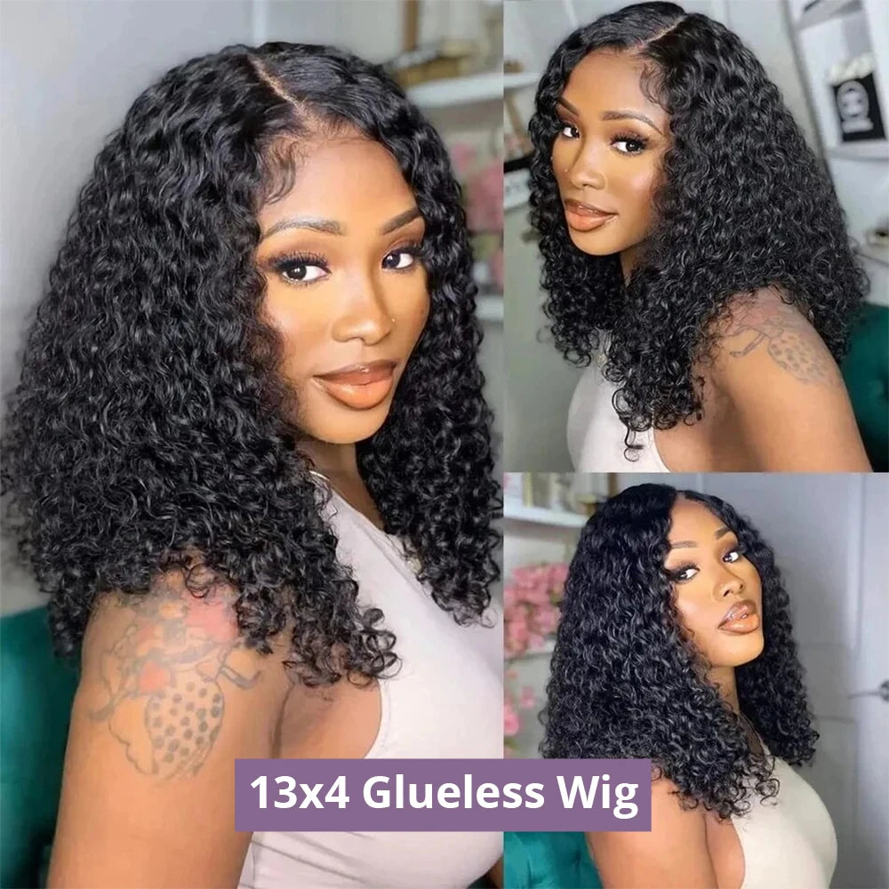 Pre-Cut Glueless Water Wave Bob Wig – 13x4/7x5 Lace Front, Pre-Plucked, Ready to Wear