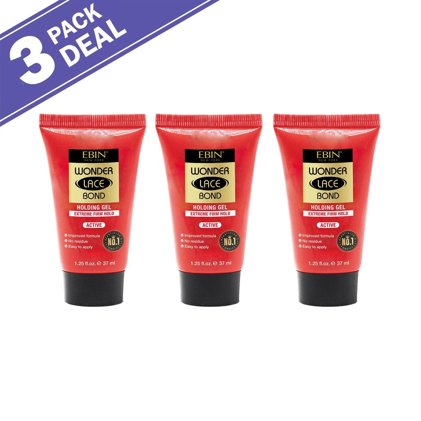 Ebin New York Wonder Lace Bond Holding Gel – 1.25oz Strong Hold, Quick-Dry for Lace Wigs & Daily Styling