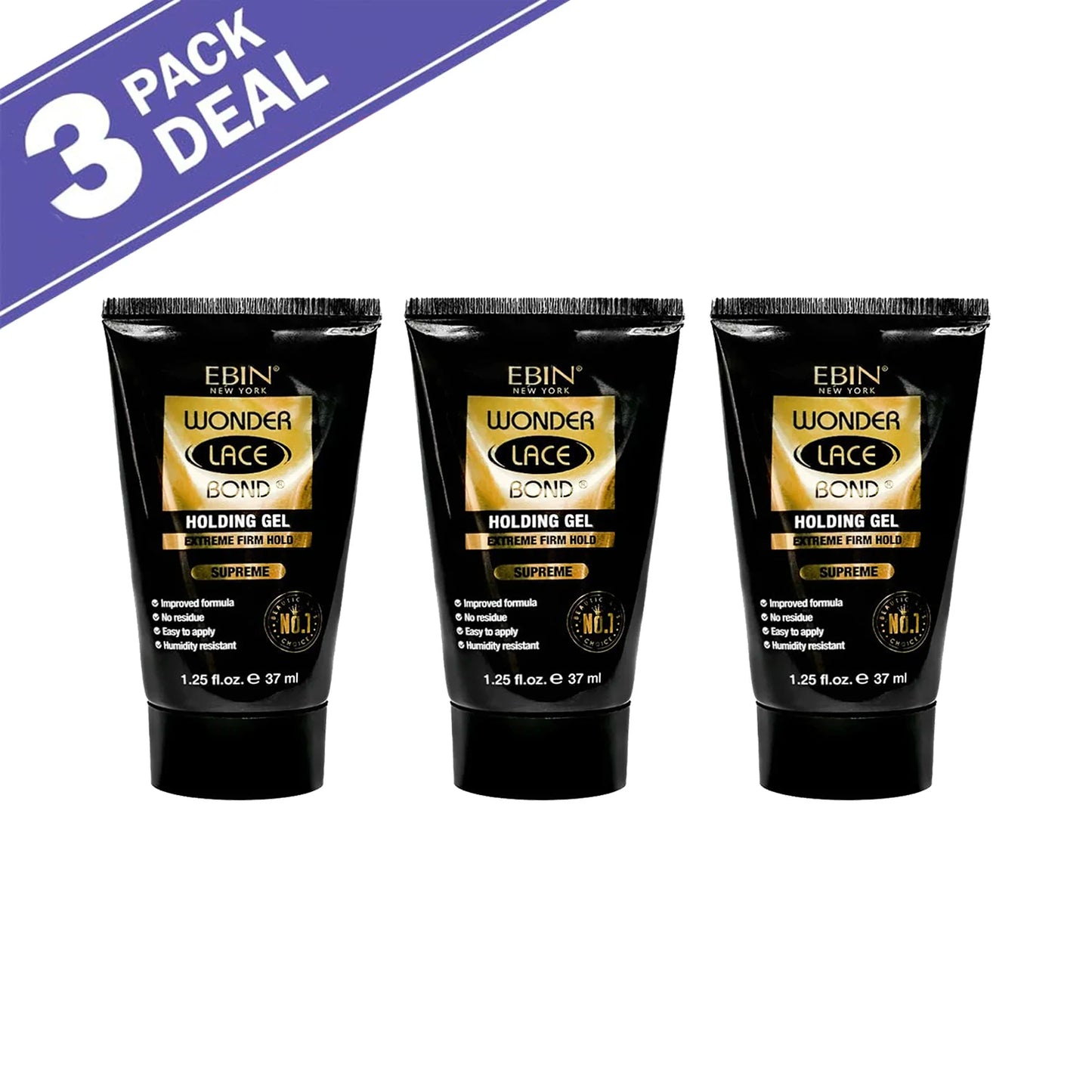 Ebin New York Wonder Lace Bond Holding Gel – 1.25oz Strong Hold, Quick-Dry for Lace Wigs & Daily Styling