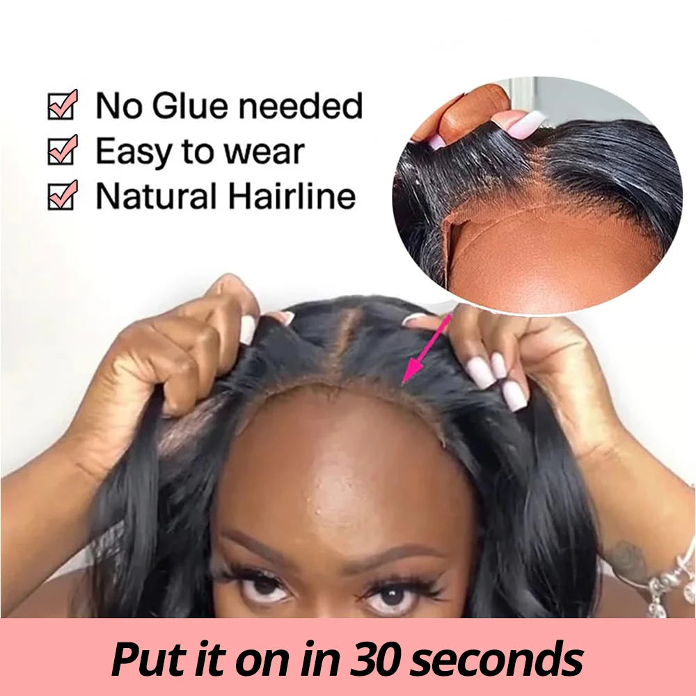 Body Wave Bob Lace Front Wig – 7x5 Glueless, Pre-Plucked with Baby Hair, 100% Human Hair